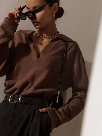 Trikotāžas džemperis Sieviešu Polo Apkakles Pulovers Sieviešu tops ar garām piedurknēm Sieviešu brīvs Elegants Džemperis Ziemas Trikotāža Sueter Feminino