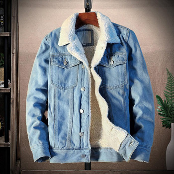 Σούπερ μαλακά δημοφιλή κουμπιά πέτο Jean Jacket Winter Men Jean Εξωτερικά ενδύματα μονόχρωμα για το γραφείο