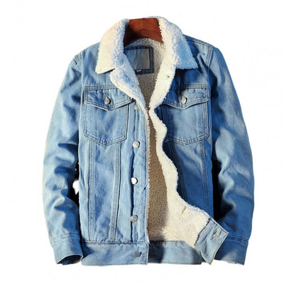 Σούπερ μαλακά δημοφιλή κουμπιά πέτο Jean Jacket Winter Men Jean Εξωτερικά ενδύματα μονόχρωμα για το γραφείο