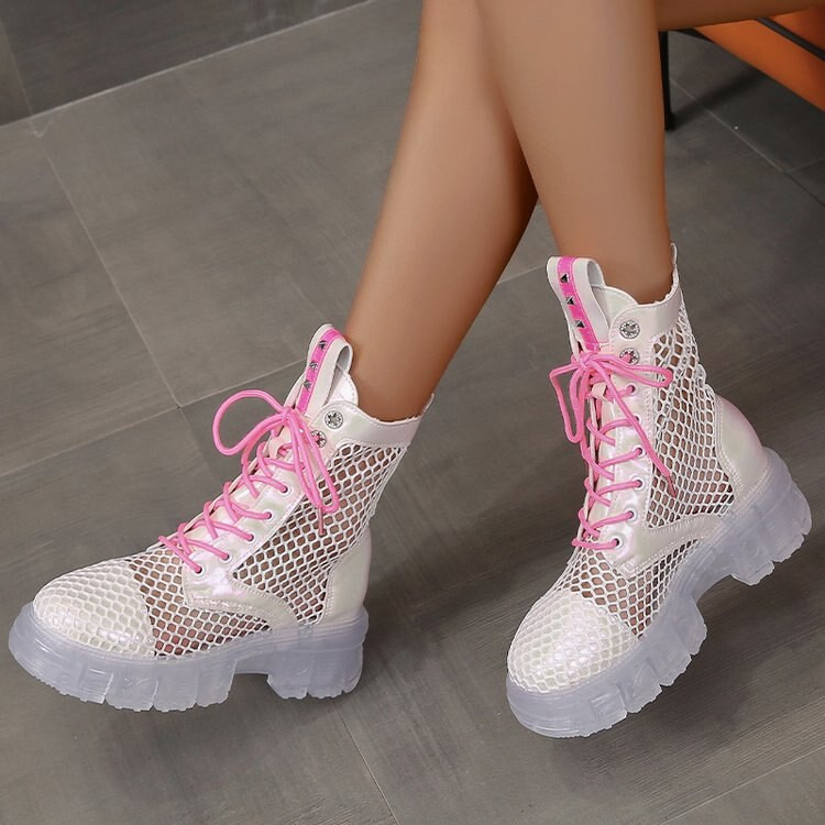 Ljetne sandale u boji slatkiša Zelene, ružičaste, slatke, puder, mrežaste, velike ženske čizme Zapatos De Mujer gothic