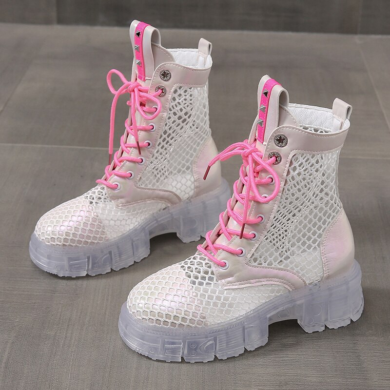 Ljetne sandale u boji slatkiša Zelene, ružičaste, slatke, puder, mrežaste, velike ženske čizme Zapatos De Mujer gothic