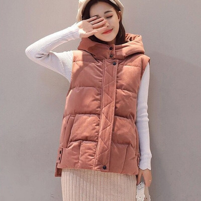 Jauna rudens ziemas zelta stiepļu elvet īsa sieviešu veste jaka dūnu kokvilnas rāvējslēdzējs brīvs ikdienas sieviešu ārējā apģērba kokvilnas veste