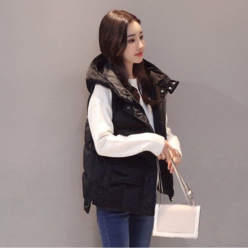 Jauna rudens ziemas zelta stiepļu elvet īsa sieviešu veste jaka dūnu kokvilnas rāvējslēdzējs brīvs ikdienas sieviešu ārējā apģērba kokvilnas veste