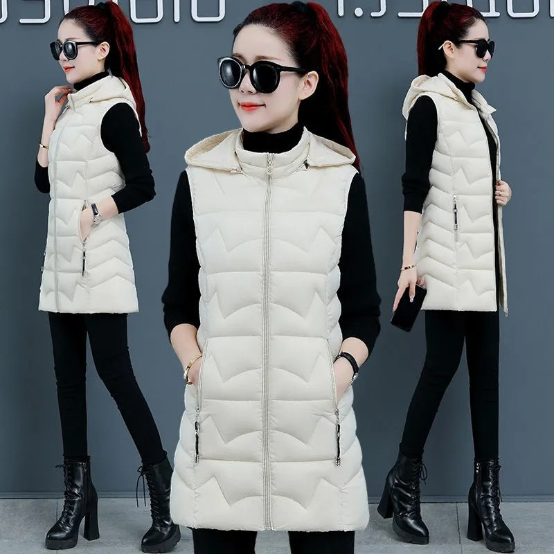 Novo2021 Jesen Zima Prsluk Ženske parke srednje duge Pamučne jakne bez rukava Debele tople ženske majice Top 6XL