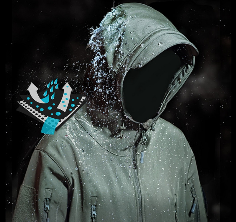 Muška taktička jakna Planinarske jakne Koža morskog psa Soft Shell odjeća Vjetrovka Flight Pilot Hood Vojna jakna od flisa