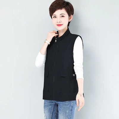 Ženska jakna s otvorenim ovratnikom od 90 kg, velika veličina, tanka jednobojna, ležerna jakna bez rukava, modni široki ljetni kardigan s velikim džepom