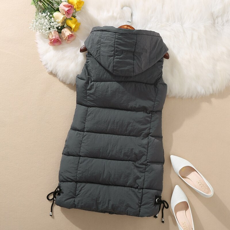 Liela izmēra sieviešu veste ziemas jaka 2022. gada jauns mētelis ar kapuci, silts ikdienas kokvilnas veste ar polsterētu sieviešu plānu veste bez piedurknēm