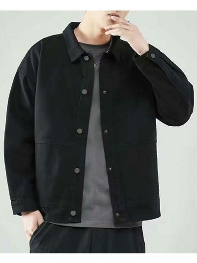 Ikdienas vīriešu korejiešu stila šaura jaka 2022. gada pavasarī, jauna liela kabatas apkakle, modes plāns mētelis vīriešu apģērbs, melns pelēks mētelis