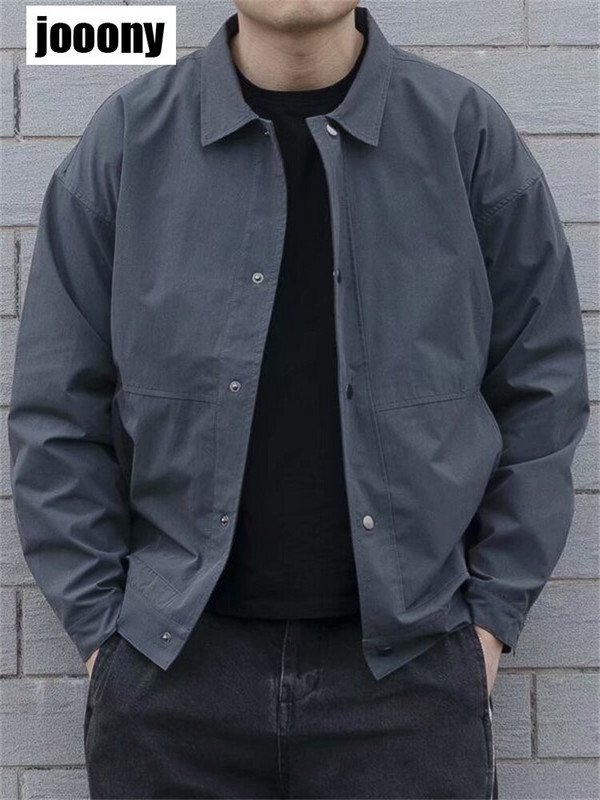 Ikdienas vīriešu korejiešu stila šaura jaka 2022. gada pavasarī, jauna liela kabatas apkakle, modes plāns mētelis vīriešu apģērbs, melns pelēks mētelis