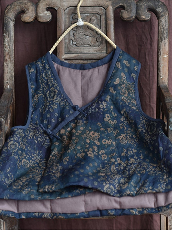 „Johnature“ moteriškos vintažinės liemenės paltai be rankovių V formos iškirptės mygtukų raštas gėlėmis 2022 m. rudens Naujas aukštos kokybės lininis moteriškas liemenės paltai