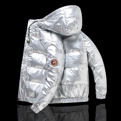 Balta pīļu dūnu jaka vīriešiem ziemas modes ikdienas īss mētelis ar spīdīgu kapuci Jauniešu vīriešu virsdrēbes dūnu mētelis vīriešiem