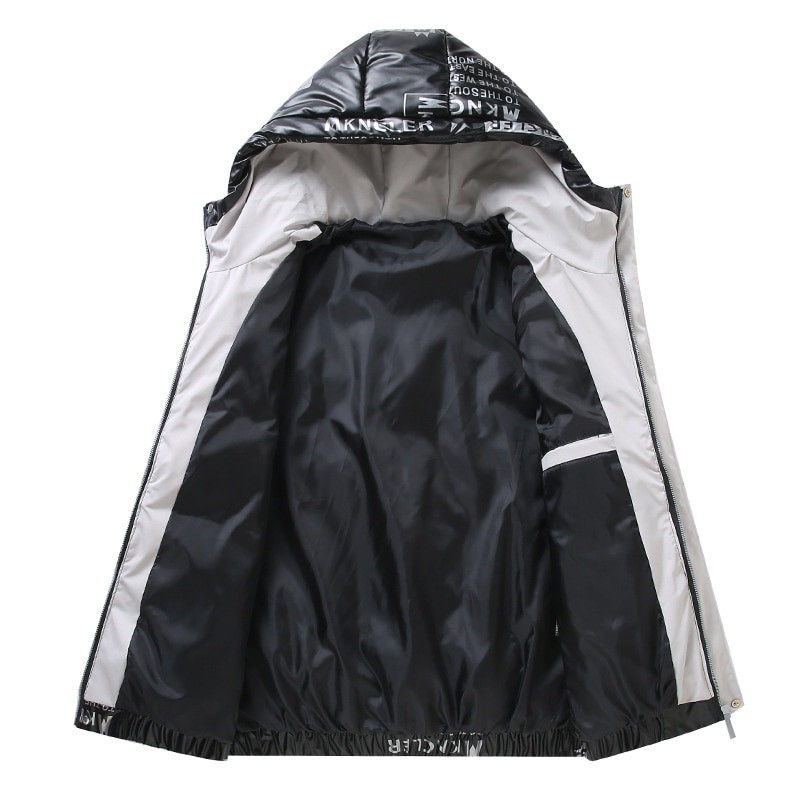 Balta pīļu dūnu jaka vīriešiem ziemas modes ikdienas īss mētelis ar spīdīgu kapuci Jauniešu vīriešu virsdrēbes dūnu mētelis vīriešiem