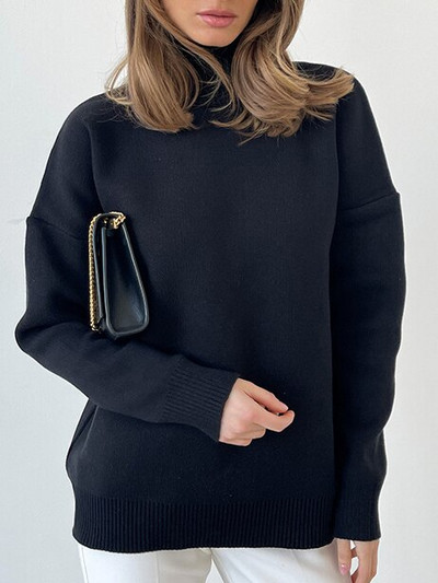 Γυναικείο πουλόβερ υπερμεγέθη ζιβάγκο καφέ vintage πουλόβερ 2022 Απλό χειμωνιάτικο μαλακό χοντρό ζεστό πλεκτό πουλόβερ για γυναίκες