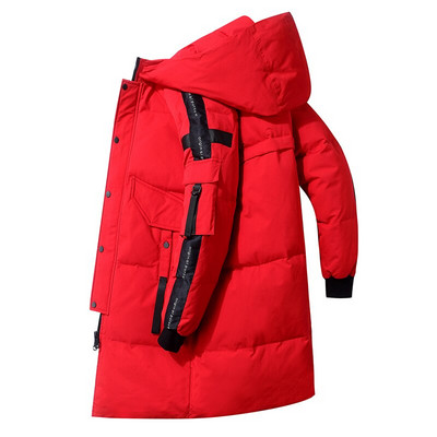 Ανδρικό χειμερινό πουπουλένιο τζάκετ Κορεατική έκδοση Mid Long Tide Ζεστό χοντρό λεπτή εφαρμογή White Duck Down Parka Αντιανεμικό ανδρικό μπουφάν