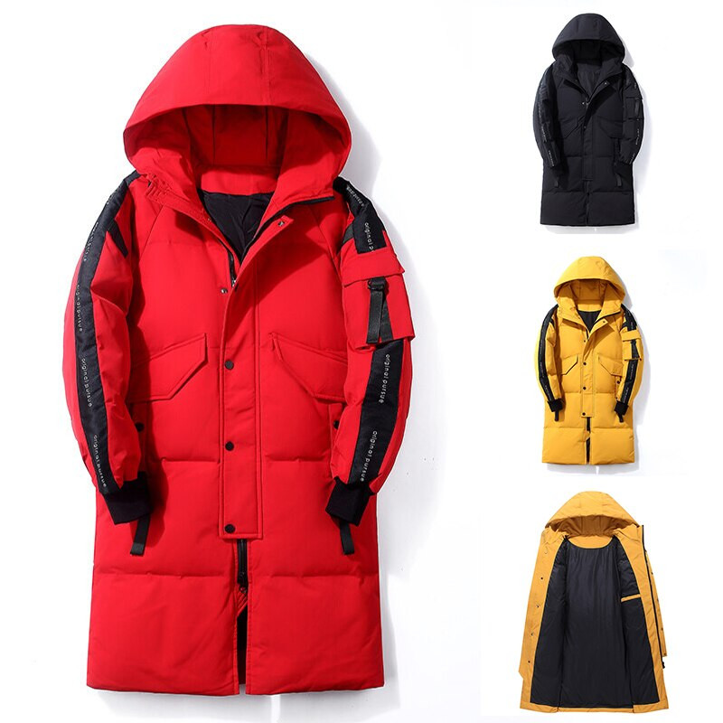 Ανδρικό χειμερινό πουπουλένιο τζάκετ Κορεατική έκδοση Mid Long Tide Ζεστό χοντρό λεπτή εφαρμογή White Duck Down Parka Αντιανεμικό ανδρικό μπουφάν
