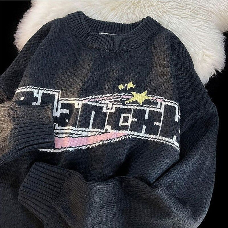 Γλυκό και χαριτωμένο γράμμα εκτύπωσης Ιαπωνικό μακρυμάνικο πουλόβερ γυναικείο πουλόβερ 2022 φθινόπωρο και χειμώνα και πουλόβερ lazy wind