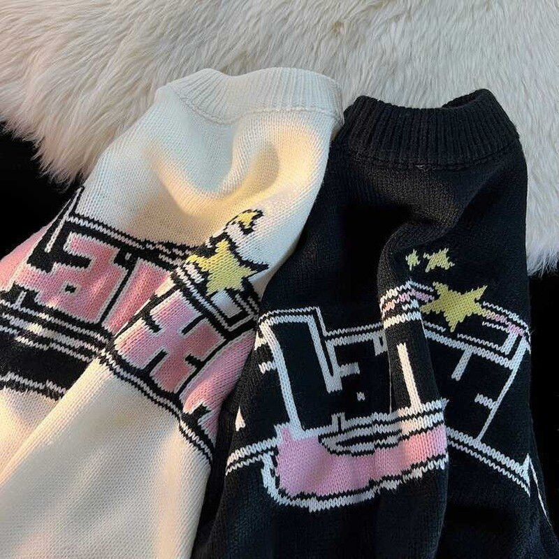 Γλυκό και χαριτωμένο γράμμα εκτύπωσης Ιαπωνικό μακρυμάνικο πουλόβερ γυναικείο πουλόβερ 2022 φθινόπωρο και χειμώνα και πουλόβερ lazy wind
