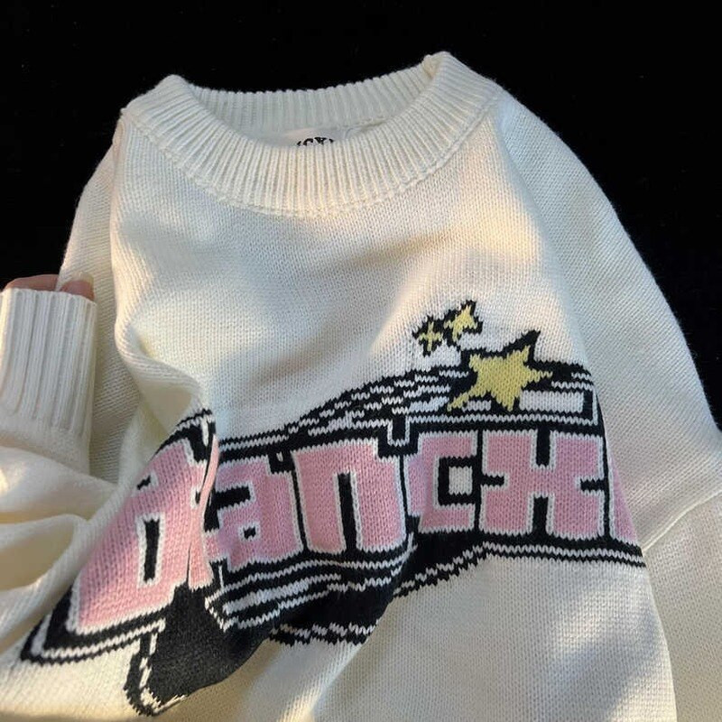 Γλυκό και χαριτωμένο γράμμα εκτύπωσης Ιαπωνικό μακρυμάνικο πουλόβερ γυναικείο πουλόβερ 2022 φθινόπωρο και χειμώνα και πουλόβερ lazy wind