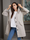 2022. őszi tél, új női, vízálló, egyszínű, laza, hosszú széldzseki nőknek, divatos felvonókabát