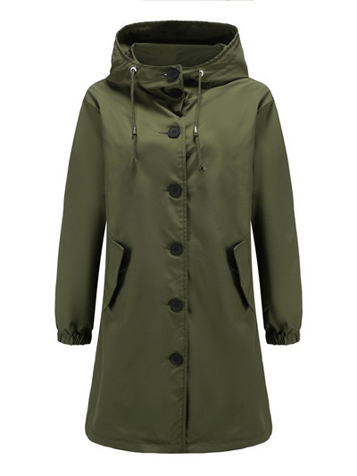 2022. őszi tél, új női, vízálló, egyszínű, laza, hosszú széldzseki nőknek, divatos felvonókabát