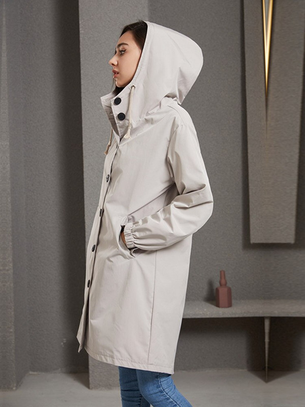 2022. őszi tél, új női, vízálló, egyszínű, laza, hosszú széldzseki nőknek, divatos felvonókabát