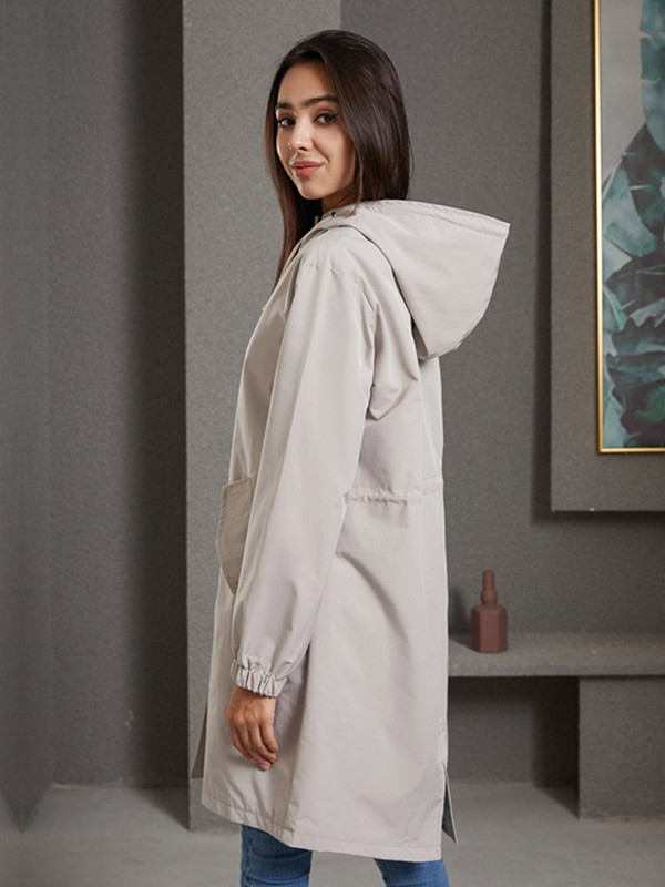 2022. őszi tél, új női, vízálló, egyszínű, laza, hosszú széldzseki nőknek, divatos felvonókabát