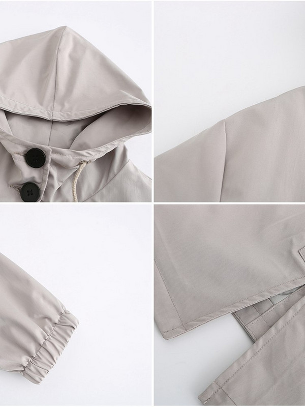 2022. őszi tél, új női, vízálló, egyszínű, laza, hosszú széldzseki nőknek, divatos felvonókabát