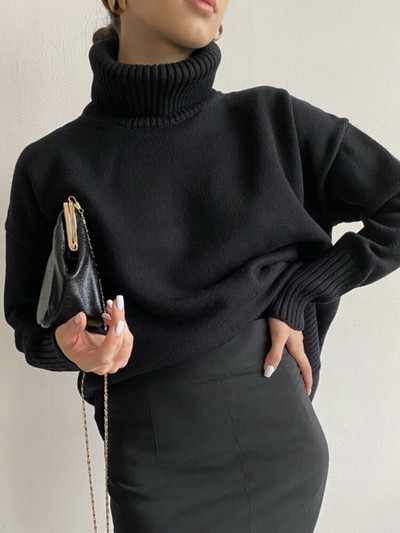 2022. gada jauns trikotāžas sieviešu džemperis ar apkakli