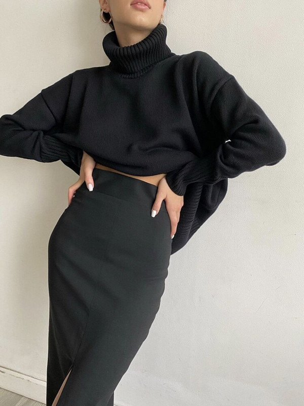 2022. gada jauns trikotāžas sieviešu džemperis ar apkakli