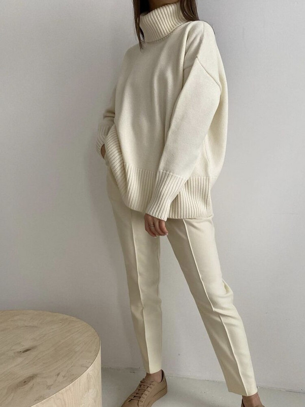 2022. gada jauns trikotāžas sieviešu džemperis ar apkakli