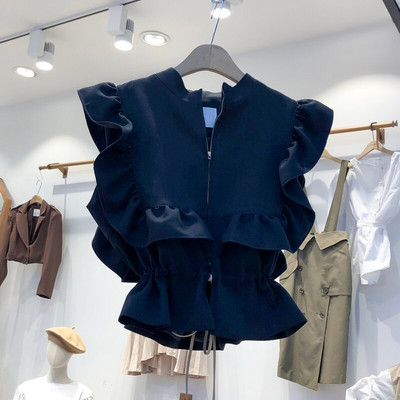 Eleganta volāni, sieviešu veste, temperaments, aukliņa, tievs viduklis Sieviešu veste, 2022. gada pavasarī, salda, masīva Ropa Mujer