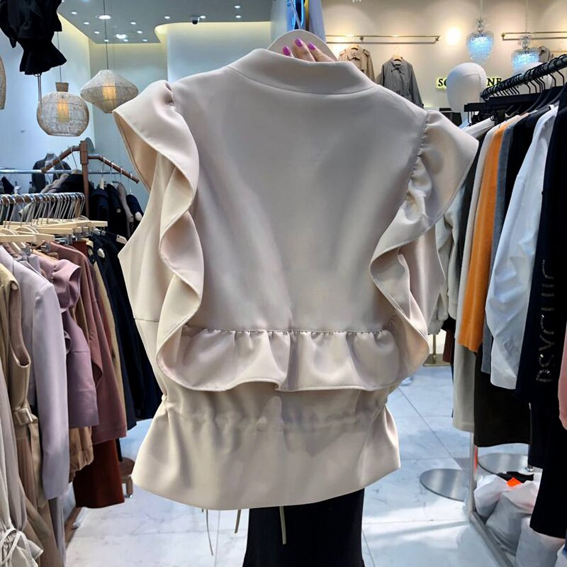 Eleganta volāni, sieviešu veste, temperaments, aukliņa, tievs viduklis Sieviešu veste, 2022. gada pavasarī, salda, masīva Ropa Mujer