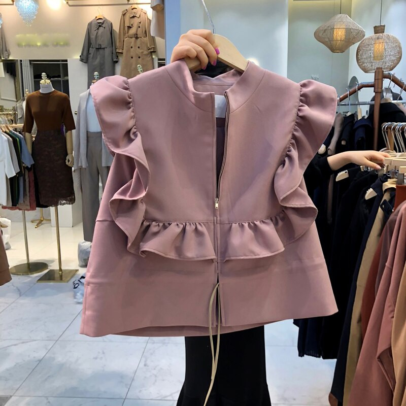 Eleganta volāni, sieviešu veste, temperaments, aukliņa, tievs viduklis Sieviešu veste, 2022. gada pavasarī, salda, masīva Ropa Mujer