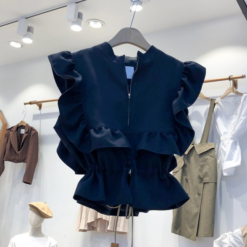 Eleganta volāni, sieviešu veste, temperaments, aukliņa, tievs viduklis Sieviešu veste, 2022. gada pavasarī, salda, masīva Ropa Mujer