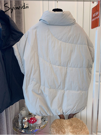 Syiwidii Vest Γυναικείο αμάνικο μπουφάν Φθινόπωρο Χειμώνας 2022 Γυναικεία φαρδιά, ζεστά παλτό με φερμουάρ με ζιβάγκο