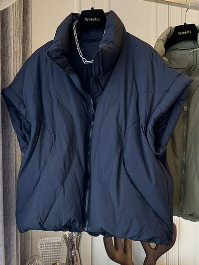 Syiwidii prsluk Ženska napuhana jakna bez rukava Jesen Zima 2022. Ženske prevelike široke ležerne tople puh kaputi s dolčevitom i patentnim zatvaračem