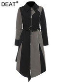 DEAT Modni ženski trenč kaput New Loose Patchwork kontrastne boje Pojas s patentnim zatvaračem Ženska vjetrovka jesen 2022. 7Z275