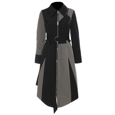 DEAT Modni ženski trenč kaput New Loose Patchwork kontrastne boje Pojas s patentnim zatvaračem Ženska vjetrovka jesen 2022. 7Z275