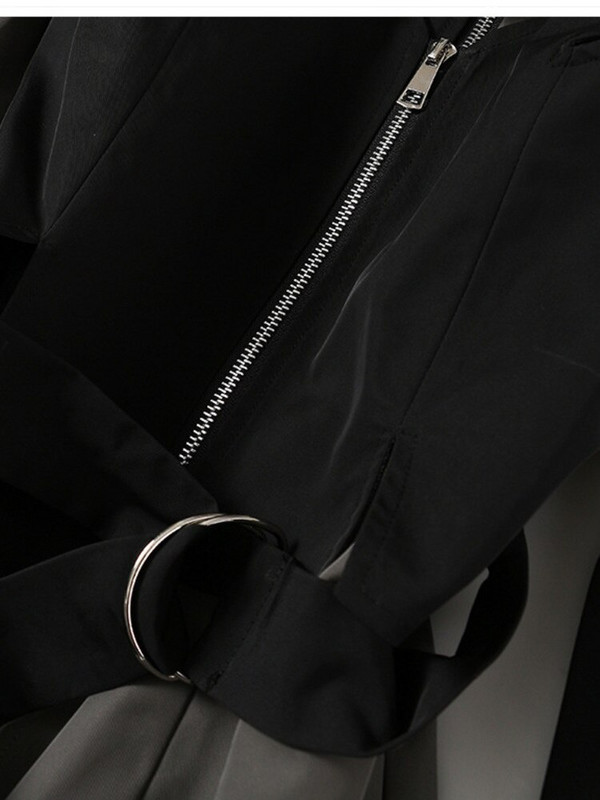 DEAT Modni ženski trenč kaput New Loose Patchwork kontrastne boje Pojas s patentnim zatvaračem Ženska vjetrovka jesen 2022. 7Z275