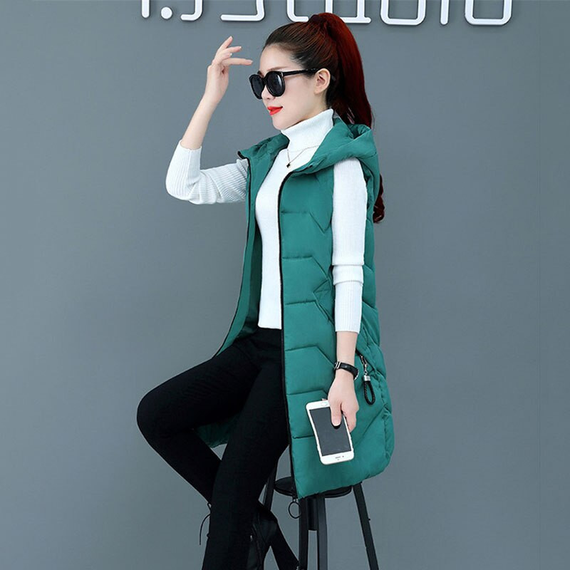 2022. g. jauna rudens, ziemas ziemas kapuces sieviešu kokvilnas veste vidēja garuma apmaksa Modes, brīva sieviešu kokvilnas veste