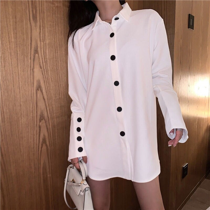 Prsluk s križnim naramenicama originalnog dizajna Jakna bez rukava Ženska bijela košulja s kontrastnim gumbima Modna korejska moda