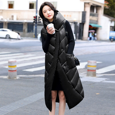 Sjajni donji pamučni prsluk Ženska duga jakna s kapuljačom do koljena Topli modni prsluk Studentska jakna visoke kvalitete