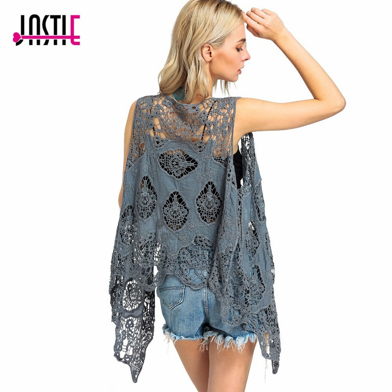 Jastie Hippie Froral Patch Design Veste Retro vintage tamborēta vasaras pludmale Cover Up Top asimetriska atvērta dūriena kimono jaka