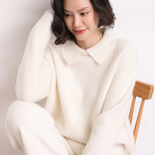 LONGMING 2021 Sieviešu džemperis 100% kašmira džemperis Sieviešu ziemas vilnas brīvs adīts džemperis Džemperi Rudens silts džemperis Lielizmēra