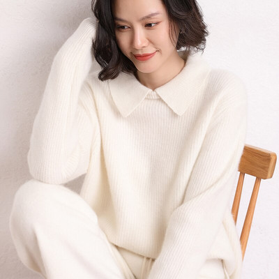 LONGMING 2021 Sieviešu džemperis 100% kašmira džemperis Sieviešu ziemas vilnas brīvs adīts džemperis Džemperi Rudens silts džemperis Lielizmēra