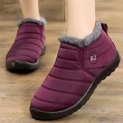 Γυναικείες μπότες Ζεστές μπότες για χιόνι για χειμερινά παπούτσια Γυναικεία αδιάβροχα μποτάκια αστραγάλου Slip On Ζευγάρι Χειμερινά αθλητικά παπούτσια Flat Bottine Femme