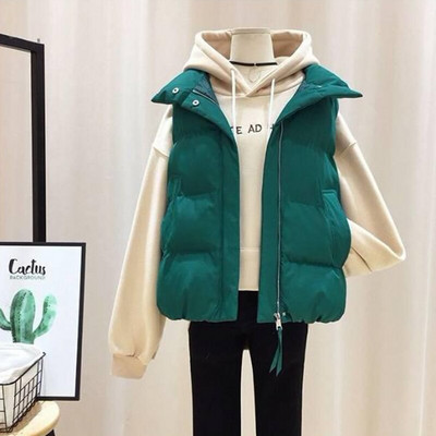 Rudens ziemas kokvilnas polsterēti parki bez piedurknēm Sievietēm Biezas Siltas Masīvas Pamata vestes Korejiešu Ikdienas Baggy Lielizmēra 5xl Vestes