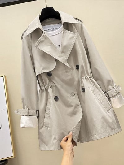 Ženske modne ulične dvokopne crne prekomjerne jesenske jakne na rever Odjeća Ženski trenč kaput Korejski kaputi Ženski