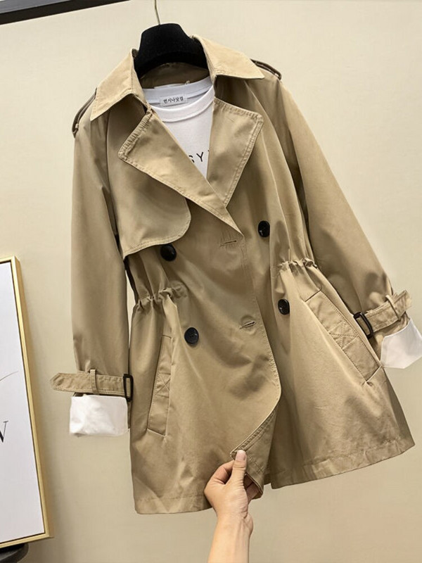 Ženske modne ulične dvokopne crne prekomjerne jesenske jakne na rever Odjeća Ženski trenč kaput Korejski kaputi Ženski