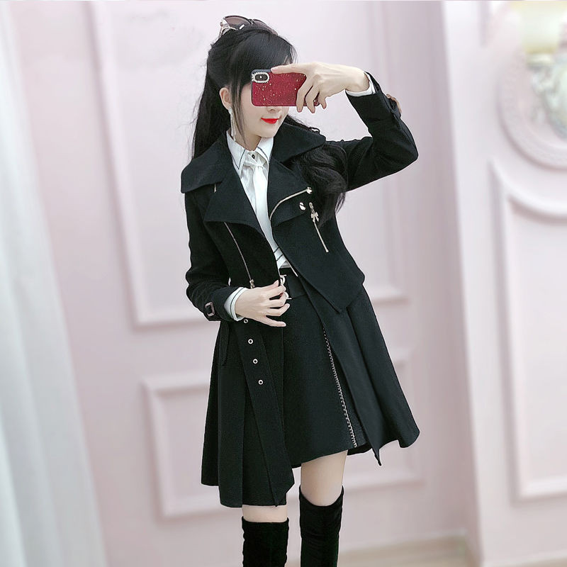 Sieviešu tranšeja 2022. gada pavasara rudens vējjaka smilškrāsas britu mētelis, plāns, jauns vienkrāsains